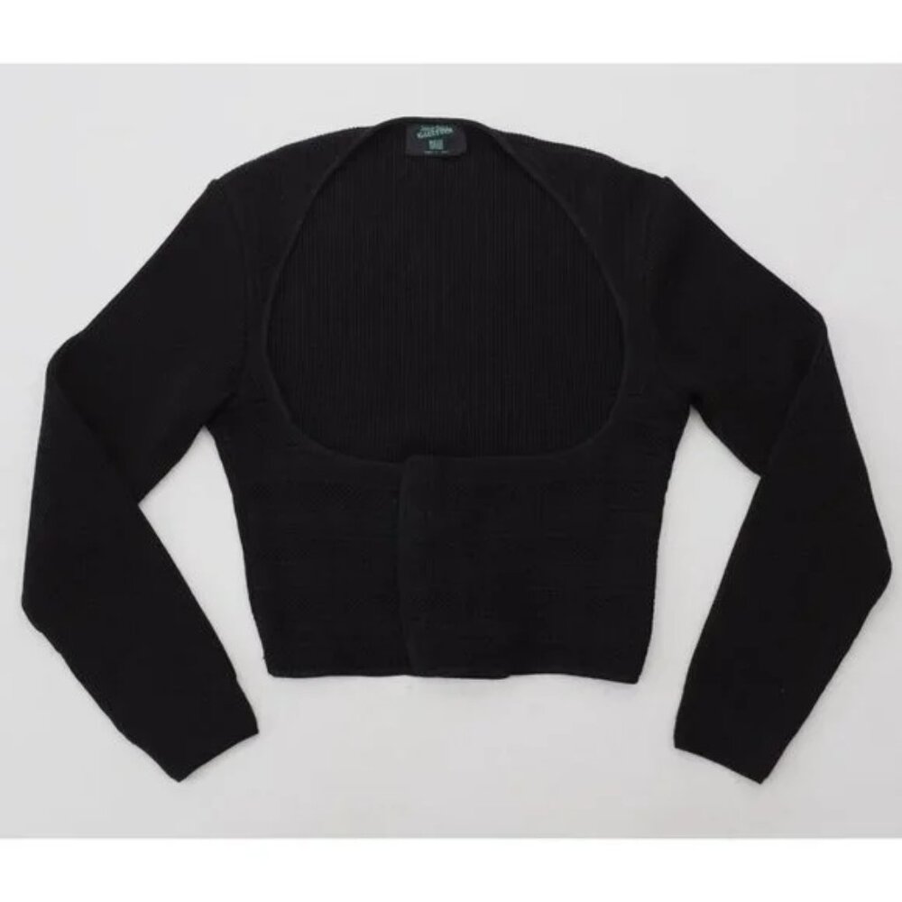 80s Jean Paul Gaultier Homme 50 US 40 open chest cardigan sweater black 1988/9